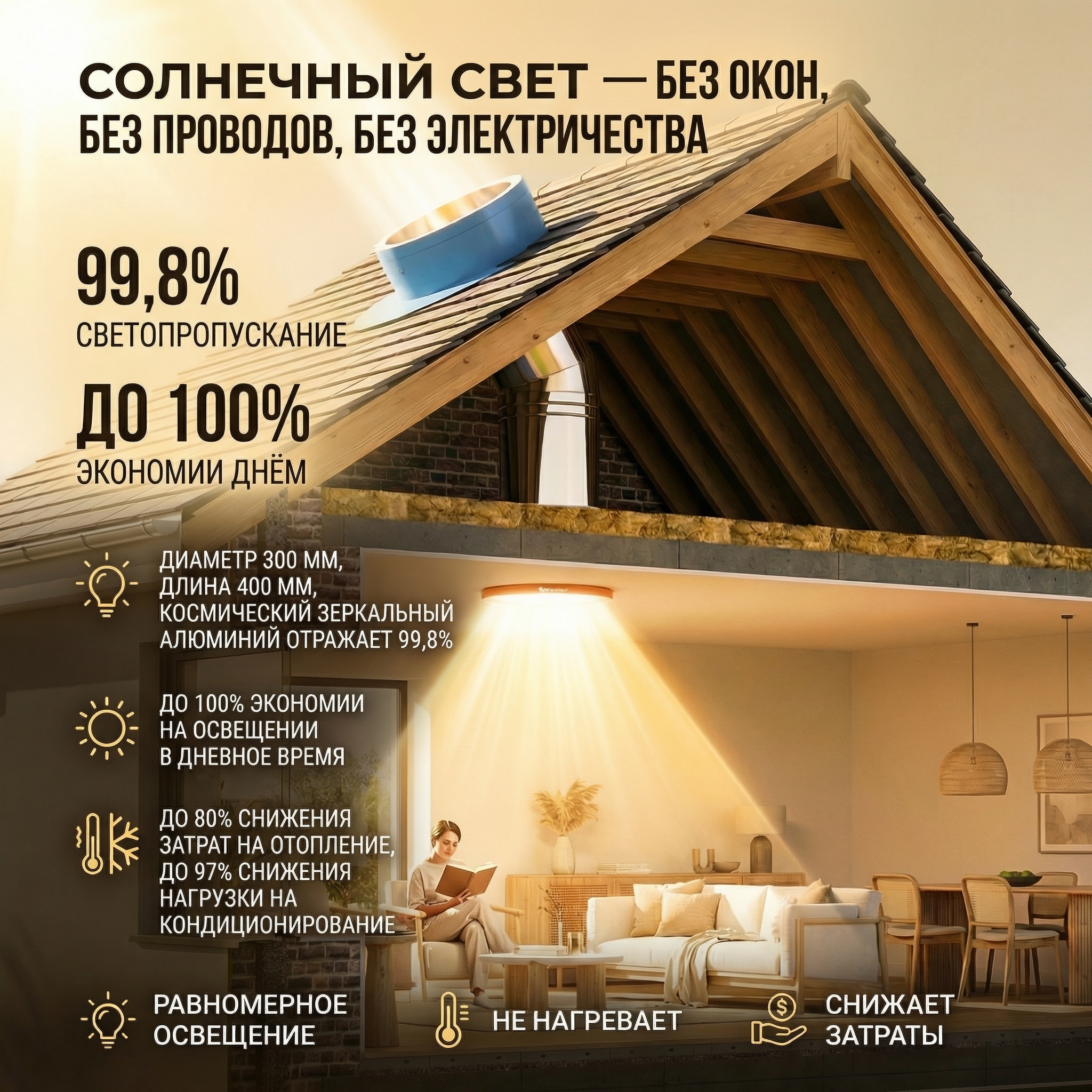 мансардный фонарь,световой туннель