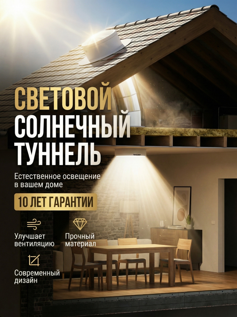 Световой солнечный туннель, мансардный фонарь, туннель дневного света, световод, солнечная труба — Фото 5.jpg